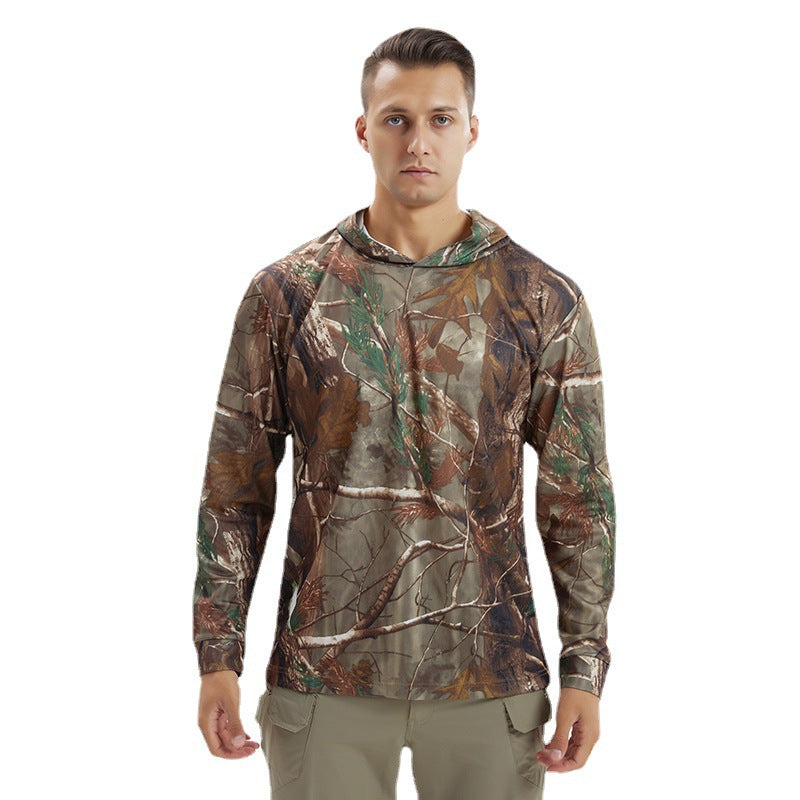 Men Lightweight Camo Long Sleeve Quick Dry Outdoor Sun Protection Tee