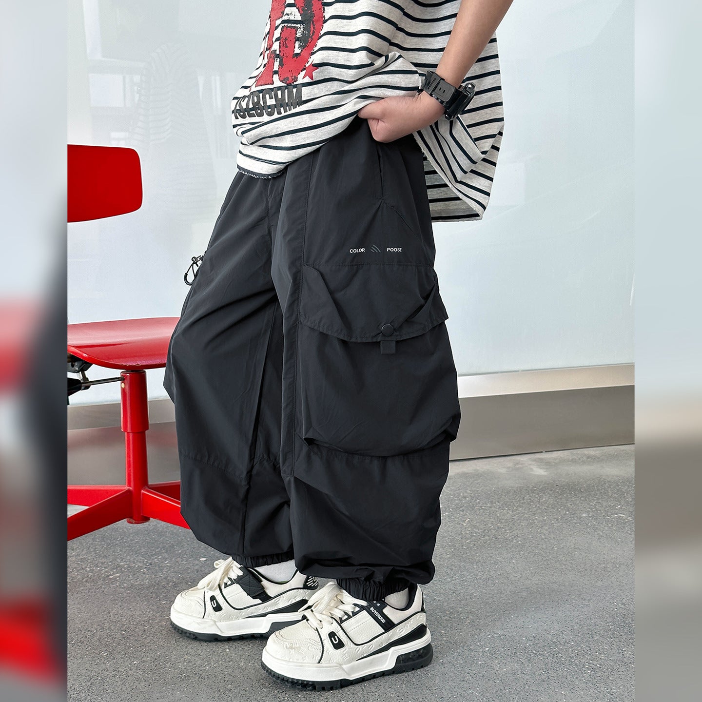 Big Kids Stylish All-Match Thin Big Pocket Boys Cargo Pants