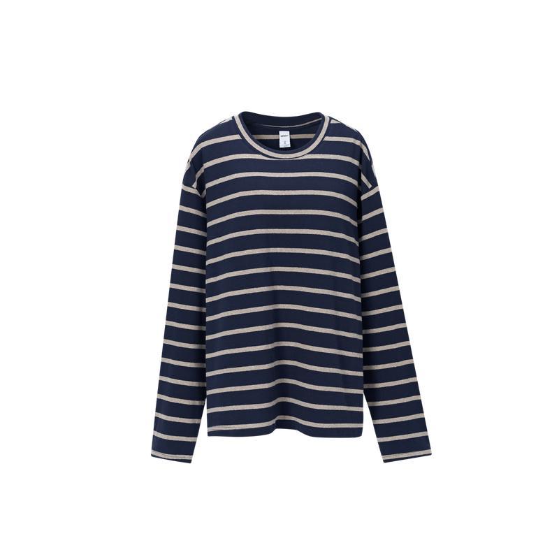 Retro Color‑Block Stripe Long‑Sleeve Tee | Preppy Unisex Loose