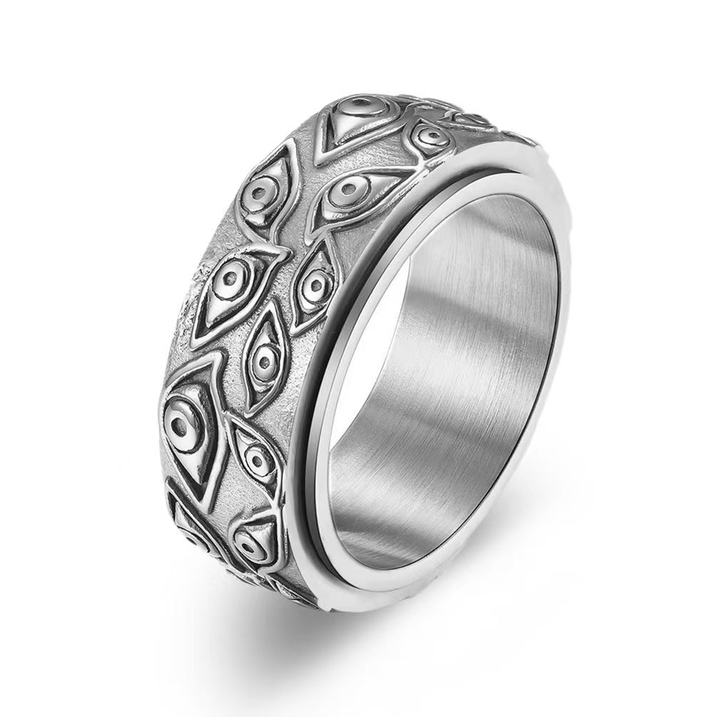 Rotating Stainless Steel Evil Eye Ring