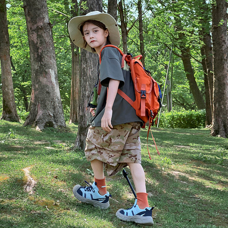 Summer Camouflage Cargo Shorts, Loose Fit Boys Kids Shorts