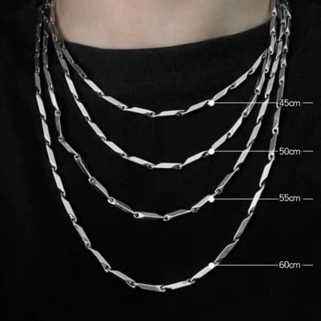 Rhombus-shaped titanium steel necklace, snake chain