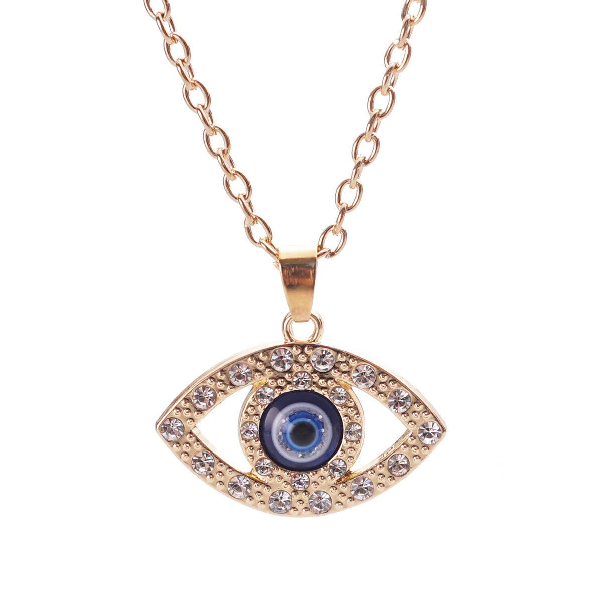 Blue Micro-Pavé Zircon Evil Eye Necklace