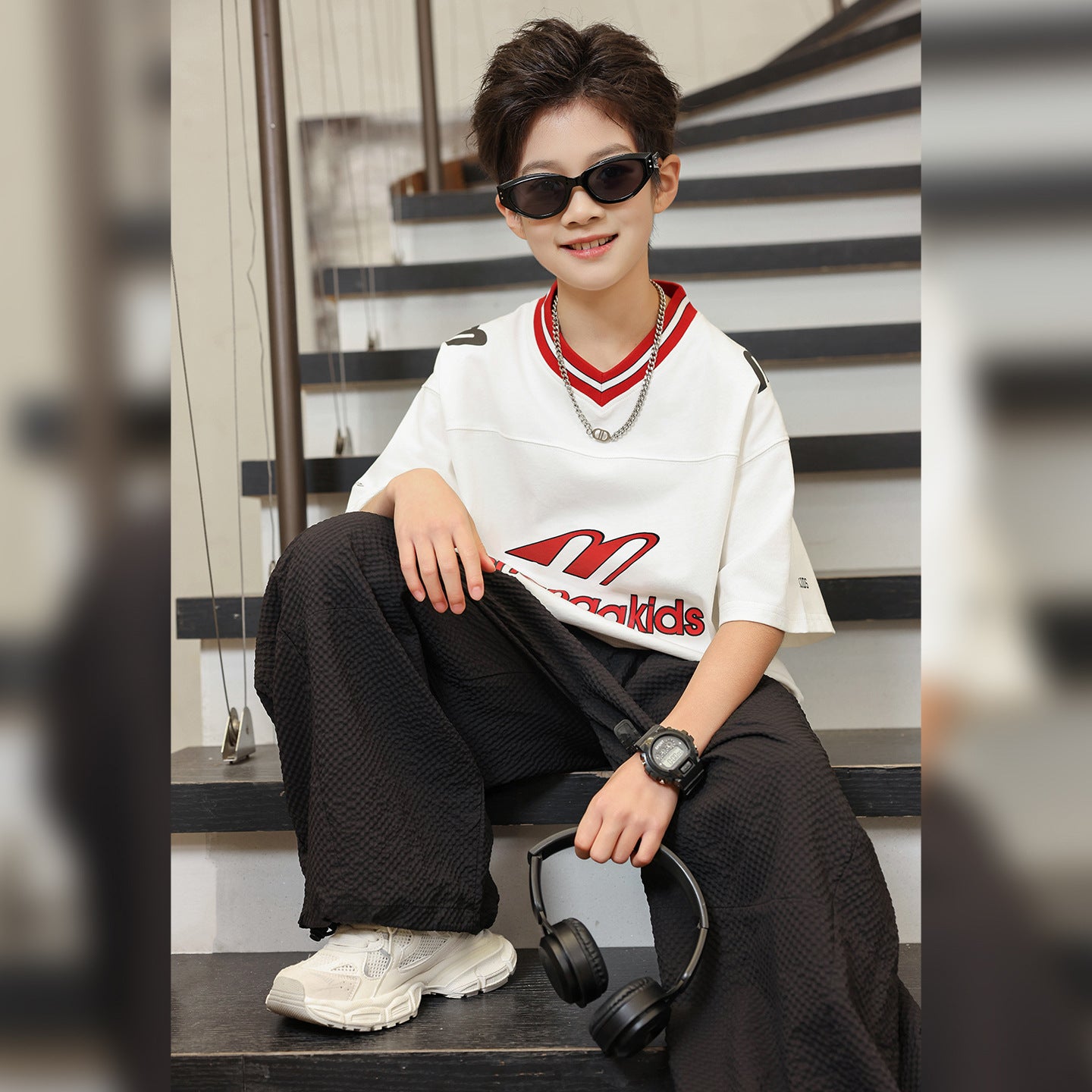 Trendy Letter Design | Soft Cotton Korean Style Tee for Boys