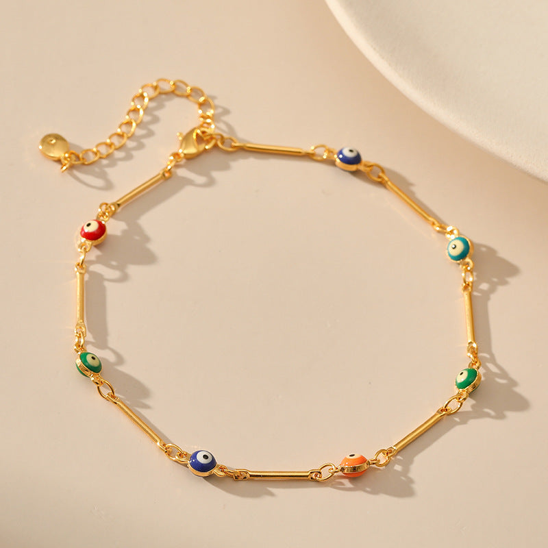 Evil Eye Popular Colored Oil Drip Anklet