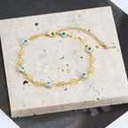 Evil Eye Anklet with Colorful Droplets