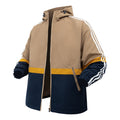 Men's Spring-Fall Hooded Jacket - Side Stripes Paneled Loose Versatile