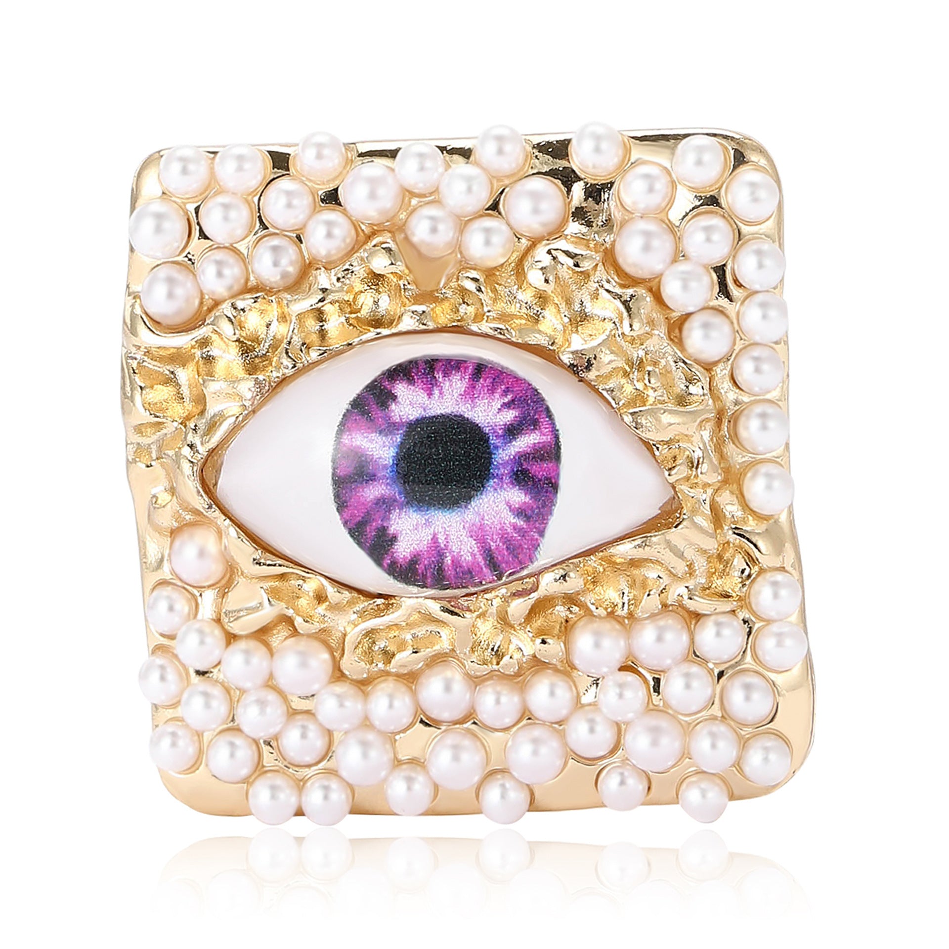 Square Pearl Evil Eye Brooch for Men and Women