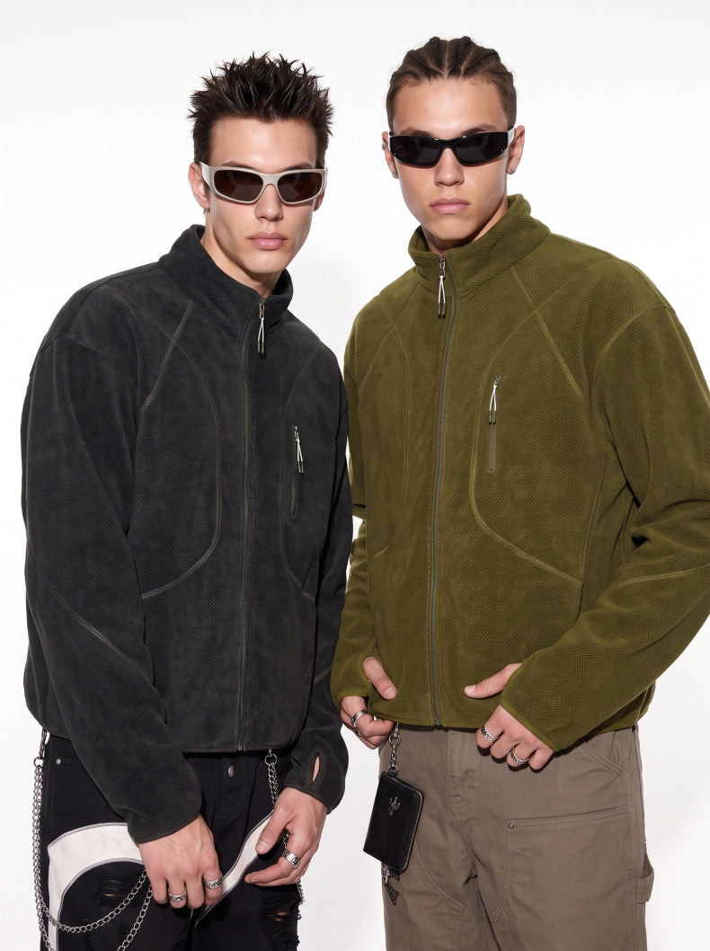 Outdoor Honeycomb  Fleece-Lined Sports Jacket