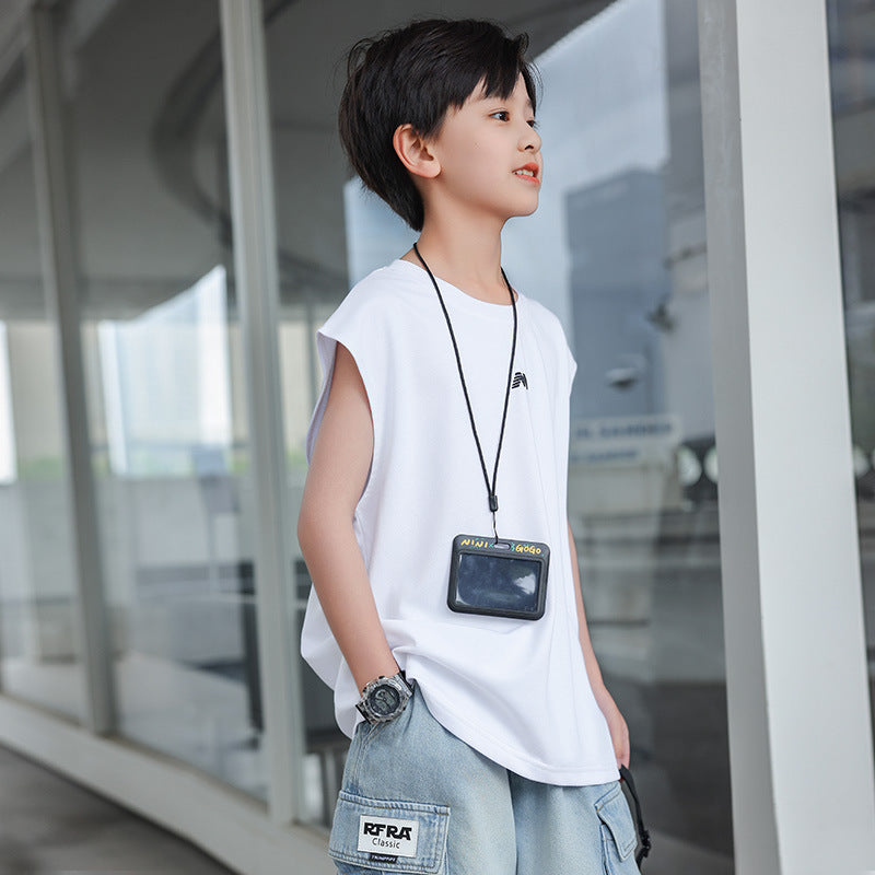 Boys Solid Cotton Sleeveless Vest