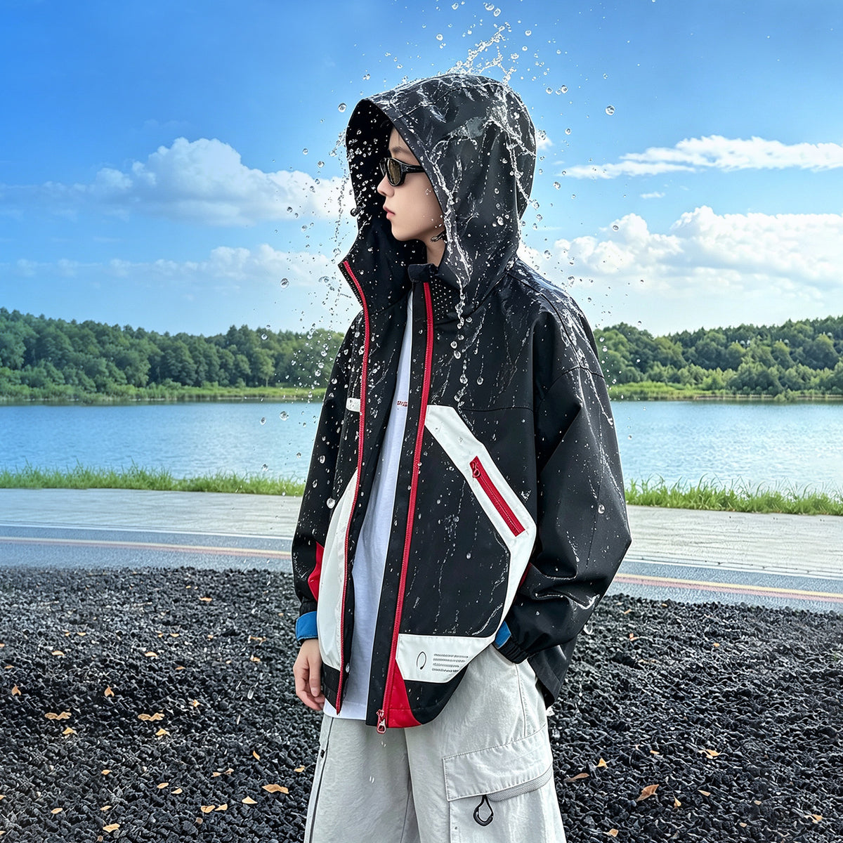 Boys Light Autumn Splicing Charge Jacket
