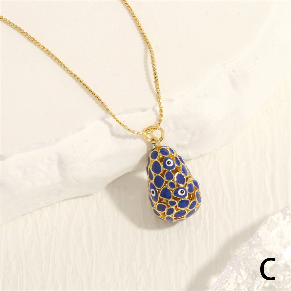 Evil Eye Necklace Copper Drip Dinosaur Egg