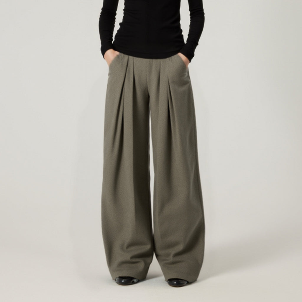 Women's Pleated curved knife high-waisted dress pants