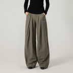 Women's Pleated curved knife high-waisted dress pants