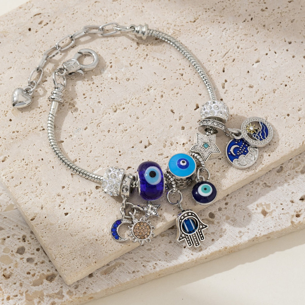 DIY Beaded Bracelet with Evil Eye and God's Hand Design