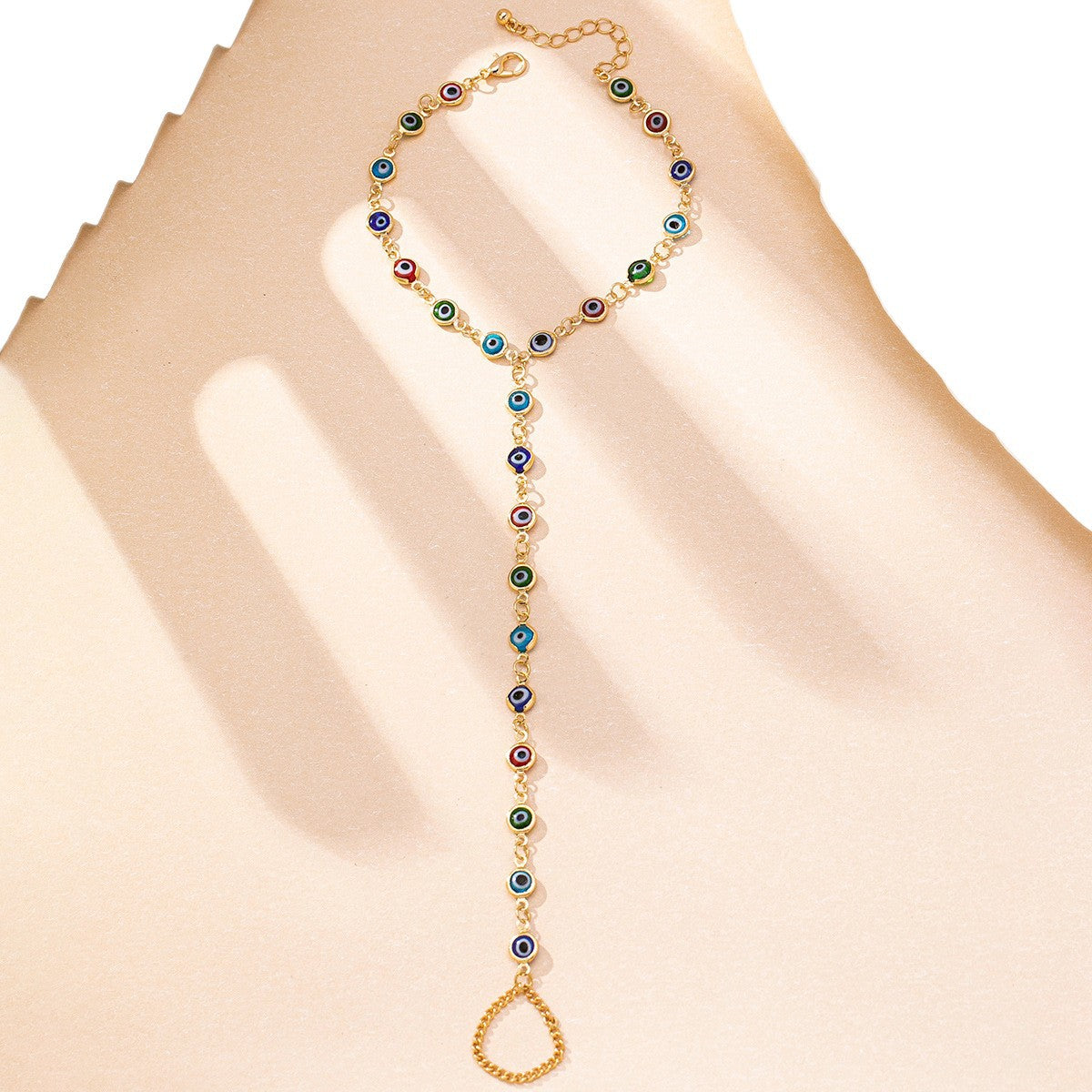 Evil Eye Anklet with Glazed Toe Ornaments