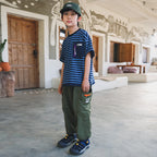 Boys Mountain Zipper Pocket Color Block Stripe Tee