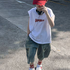 Boys' pure cotton sleeveless cropped-pant outfit