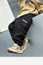 Boys Cotton Cargo Pants Big Pockets Casual Long Trousers for Kids