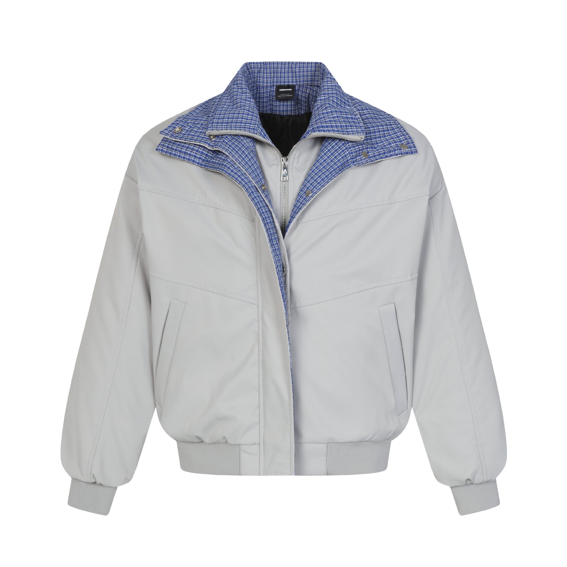 American retro men's short cotton clothes, spliced fake two-piece double-layer lapel loose coat