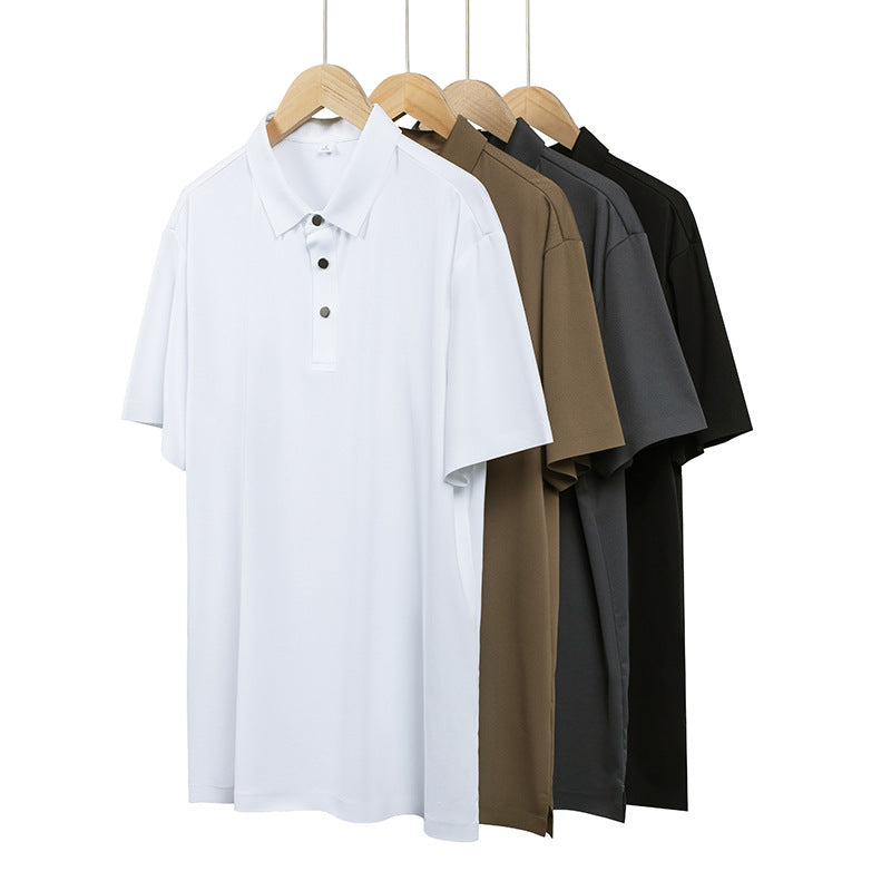 Men’s Summer Seamless Bonded Ice Silk Business Polo Shirt
