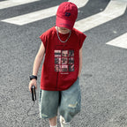 Big Boys Red Cotton Sleeveless Summer Vest