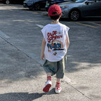 Boys' pure cotton sleeveless cropped-pant outfit
