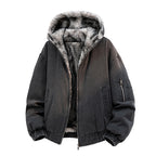 Men's Winter Oversized Hooded Fleece-Lined Warm Casual Denim Jacket