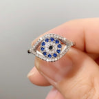 Copper Ring with Full Pavé Zircon and Evil Eye Design