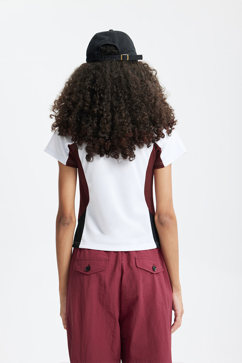 Women's retro sports tailoring color matching short sleeves