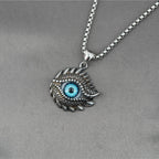 Titanium Steel & Diamond-Inlaid Evil Eye Pendant Hip-Hop Necklace