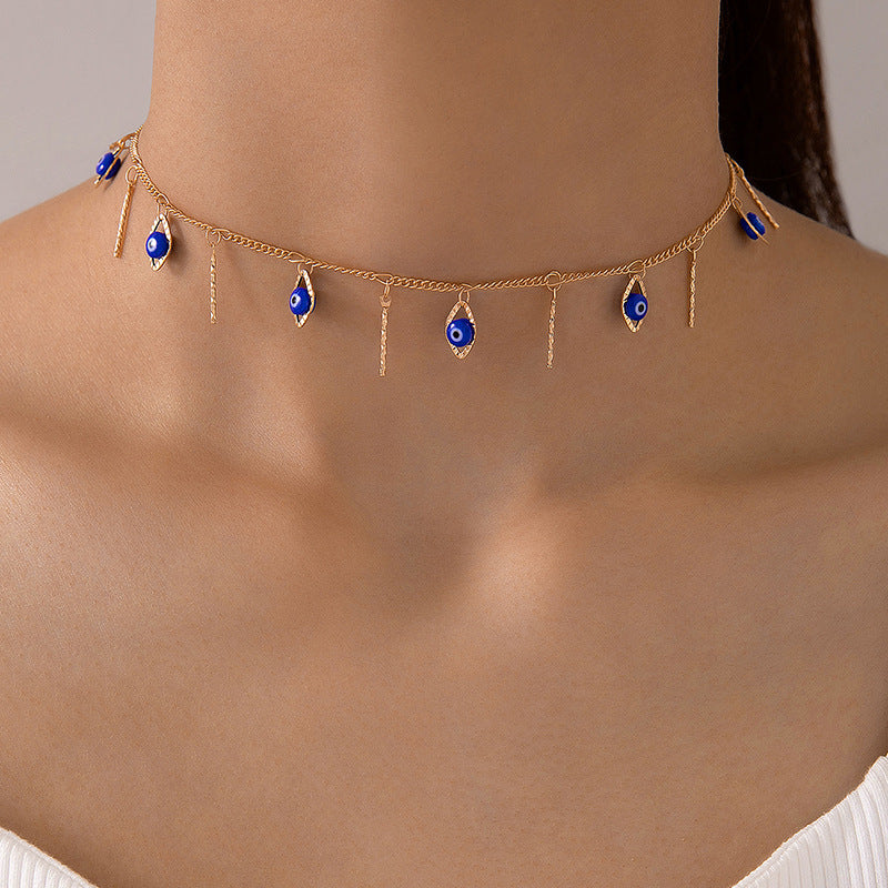Evil Eye Vertical Pendant Versatile Necklace