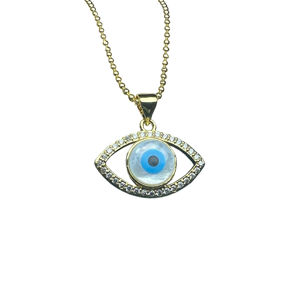 Famati's Hand Butterfly Shell Evil Eye Necklace