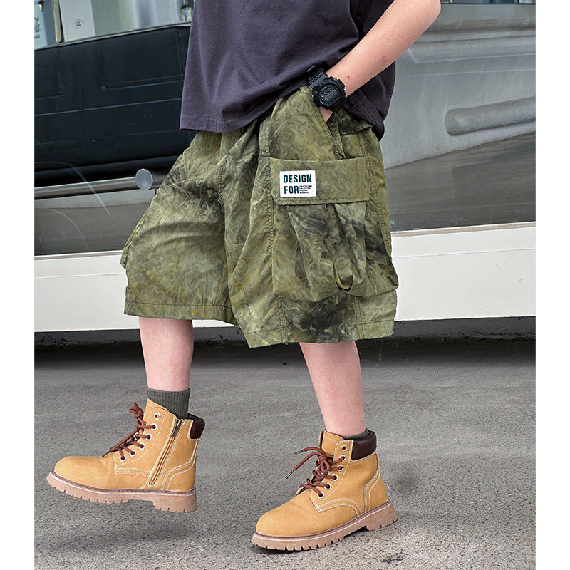 Boys Summer Thin Quick Dry Cargo 5" Shorts