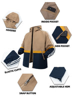 American spliced men's jacket: hooded loose design, can be used as a sports coat/casual jacket, versatile and practical, three bars are flat