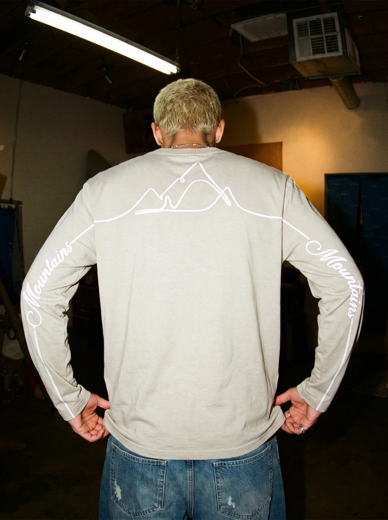 Unisex Outdoor-Style Reflective Stretch Long-Sleeve T-Shirt