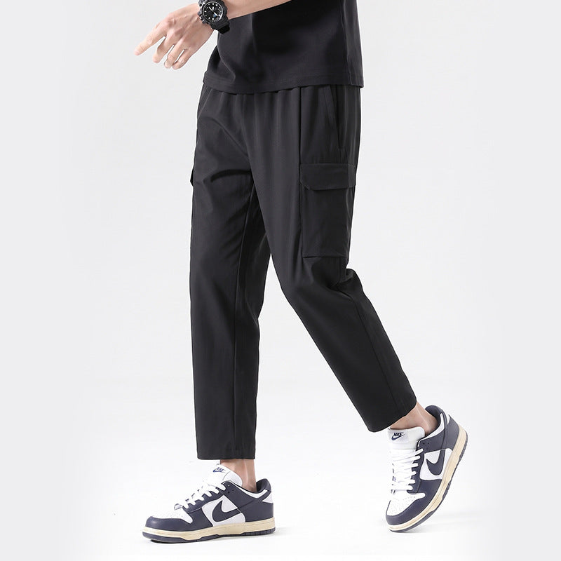 Wenhouu Men Ice Silk Quick Dry Stretch Outdoor Casual Pants