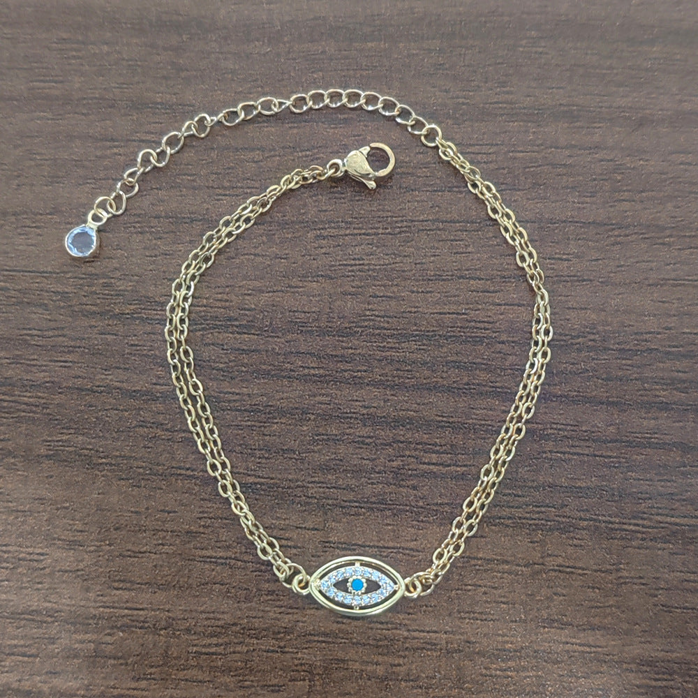 18K Gold Plated Stainless Steel Devil's Eye Bracelet Women Zircon Turquoise Fashion Jewelry