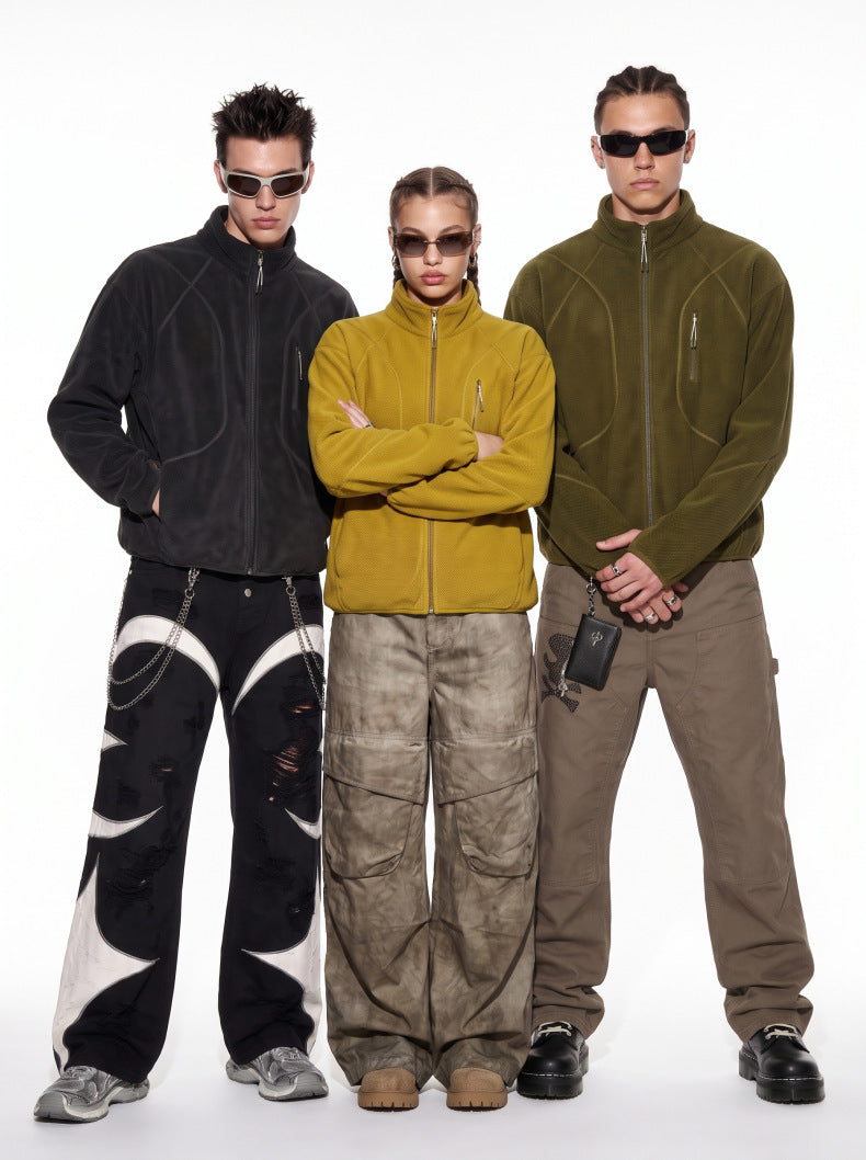 Outdoor Honeycomb  Fleece-Lined Sports Jacket