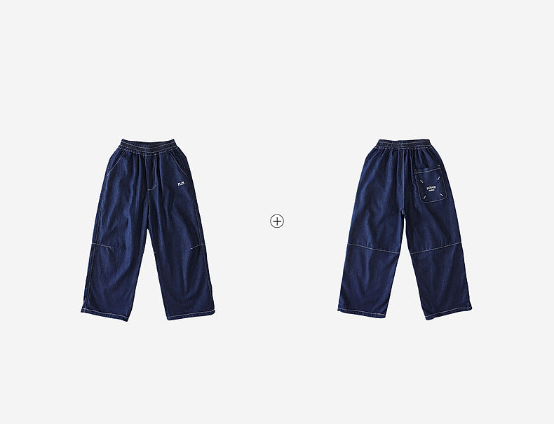 Kids Soft Tencel Denim Pants Elastic Anti Bug Boys Summer Trousers