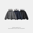 Removable fur collar hooded cotton clothes men's winter thickened warm tooling pie to overcome water splashing short wide cotton coat