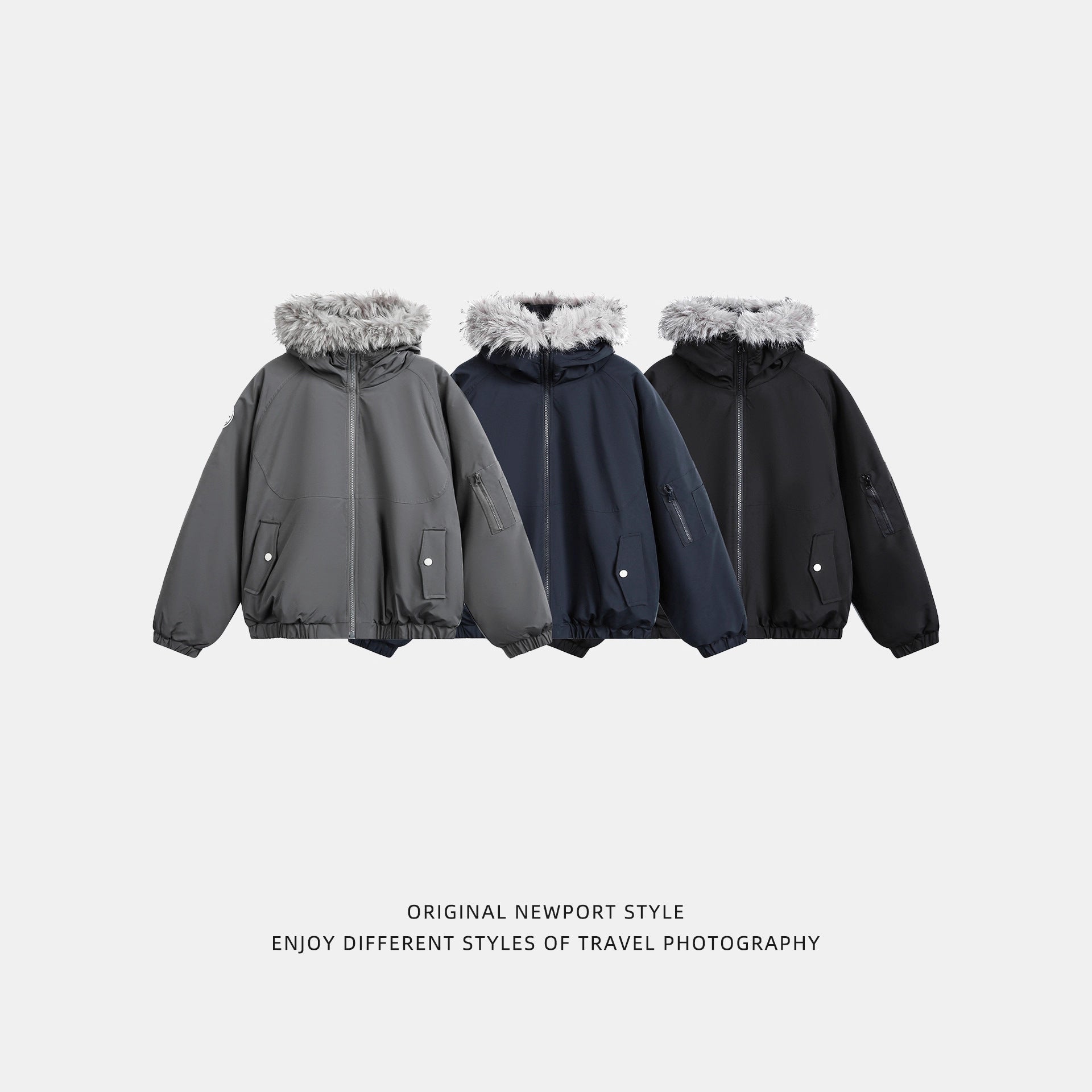 Removable fur collar hooded cotton clothes men's winter thickened warm tooling pie to overcome water splashing short wide cotton coat