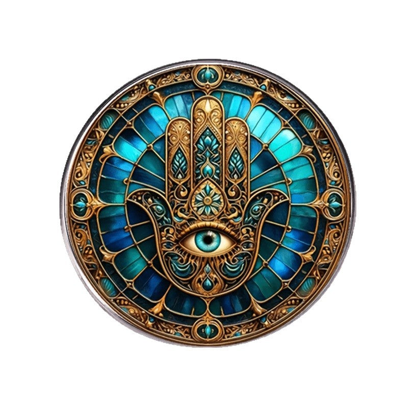 FAMAS Hand Evil Eye Stainless Steel Brooch