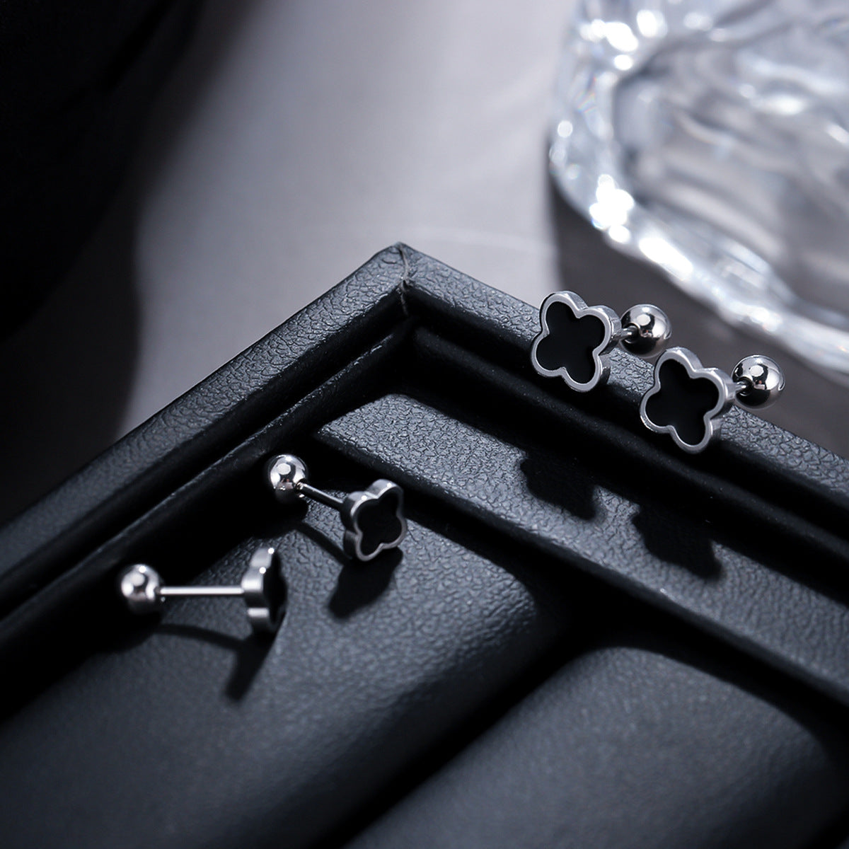 Titanium Steel Four-Leaf Clover Stud Earrings