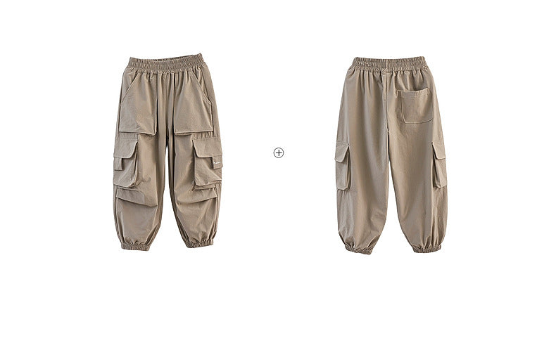 Summer Lightweight Quick-Drying Sports Cargo Pants for Kids