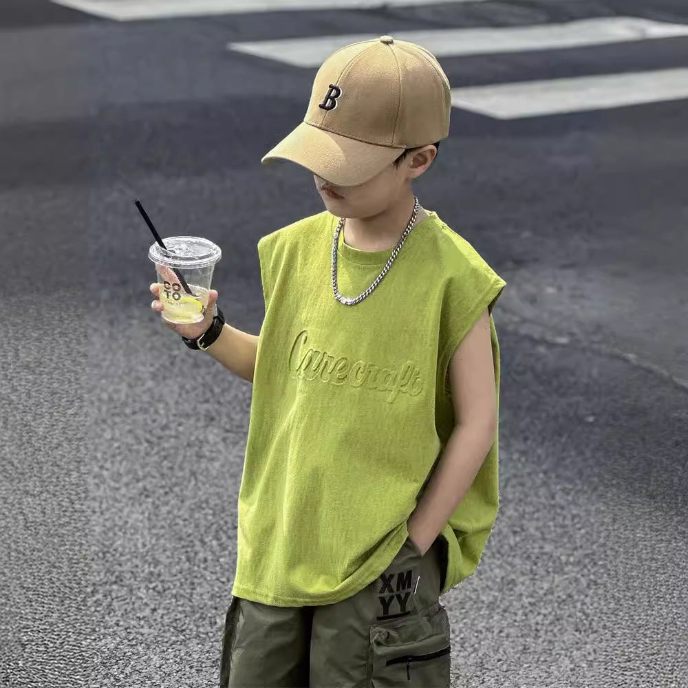 Dopamine Green Boys Sleeveless Vest