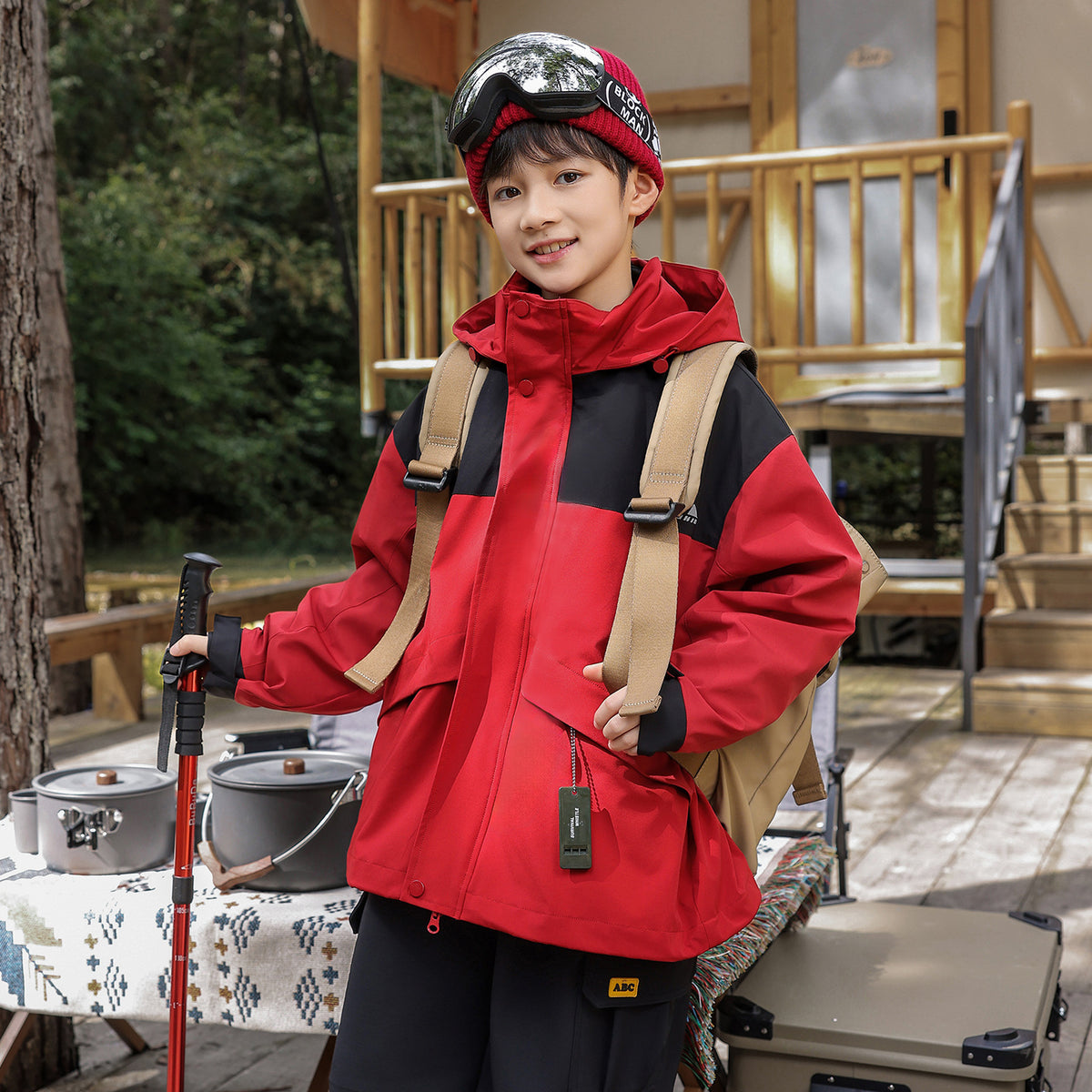 Panda round DuPont three-proof children's outdoor charge jacket three-in-one
