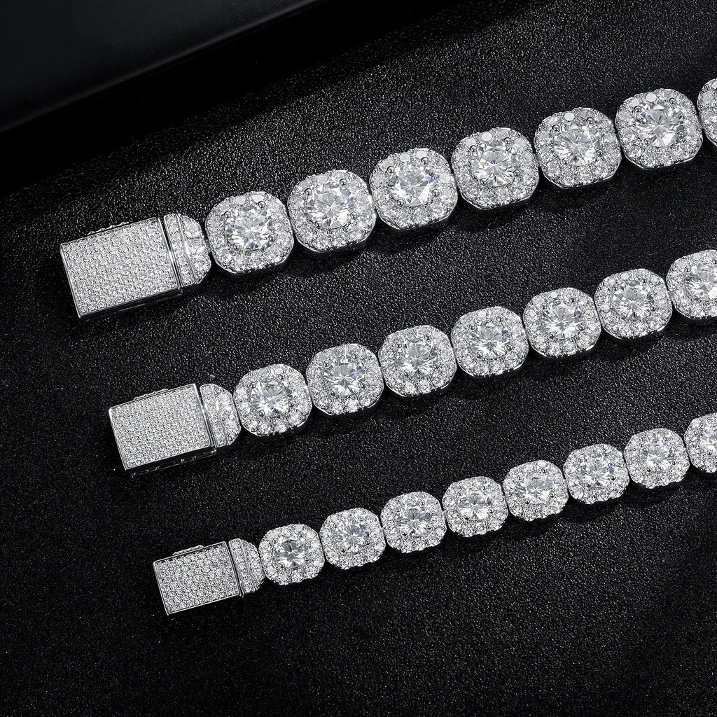 Cuban Bracelet 12mm Wide Rock Sugar Chain Zircon Tennis Bracelet Flip