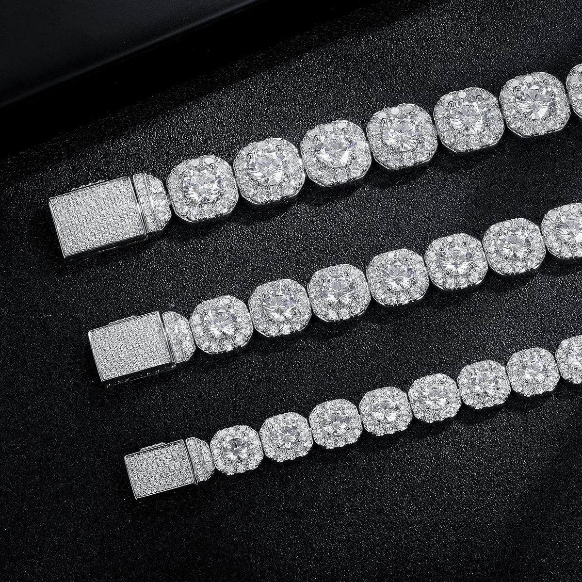 Cuban Bracelet 12mm Wide Rock Sugar Chain Zircon Tennis Bracelet Flip