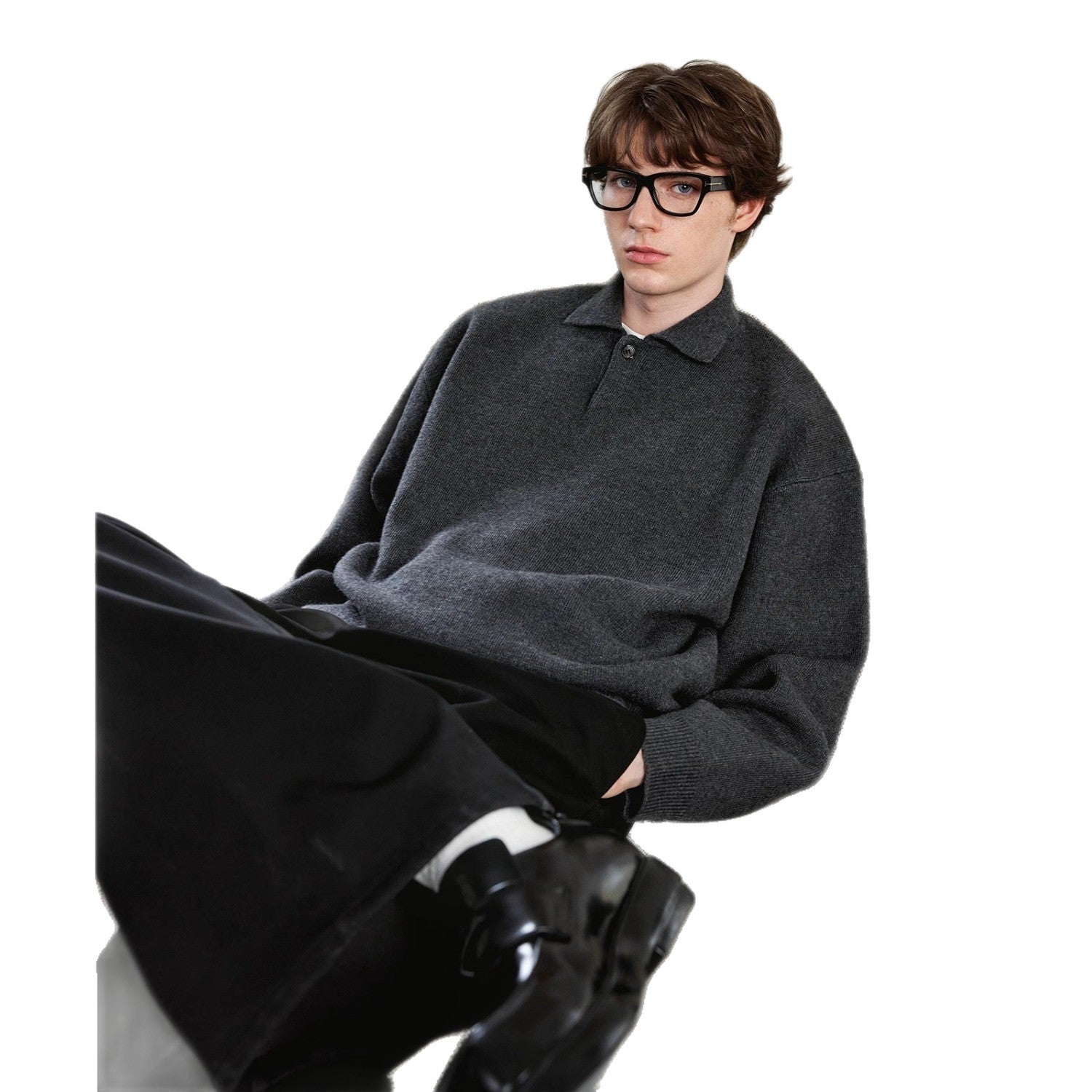 New Autumn/Winter Vintage Seagull Collar Thickened Warm Men's Knit Sweater Top